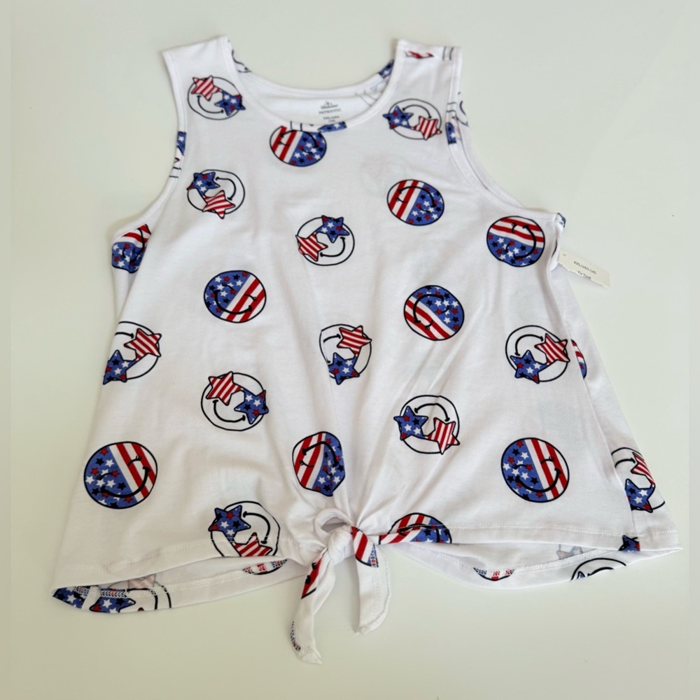 Patriotic Tank Top with Tie Front